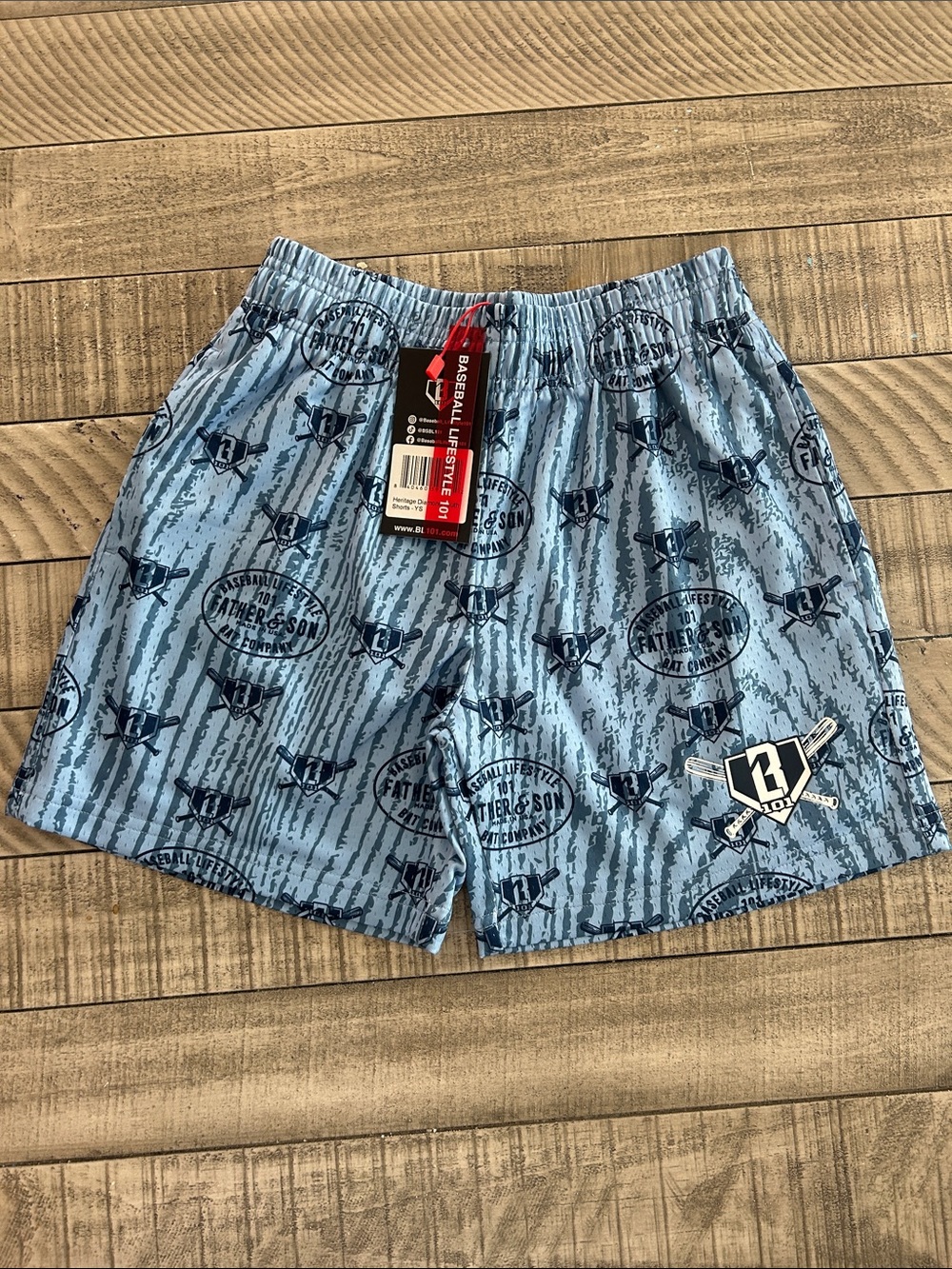 Light Blue Printed Kids Casual Shorts with Elastic Waist